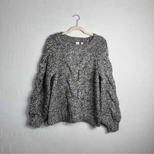Gap Gray Bulky Chunky Oversized Cable Knit Wool Alpaca Grandmacore Sweater Sz M